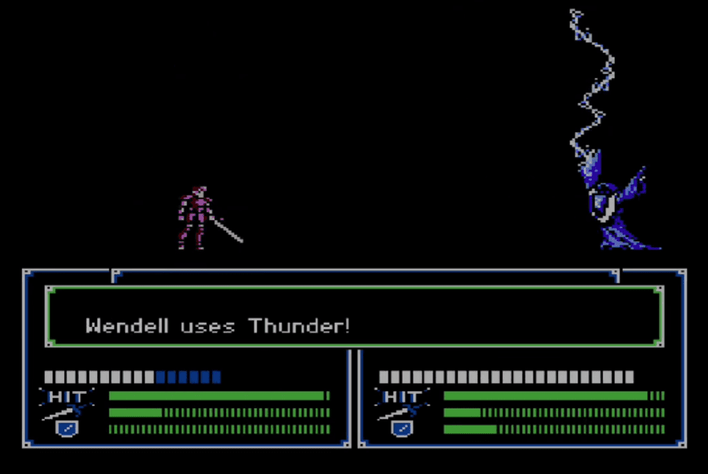 Wendell attacks an enemy with Thunder.