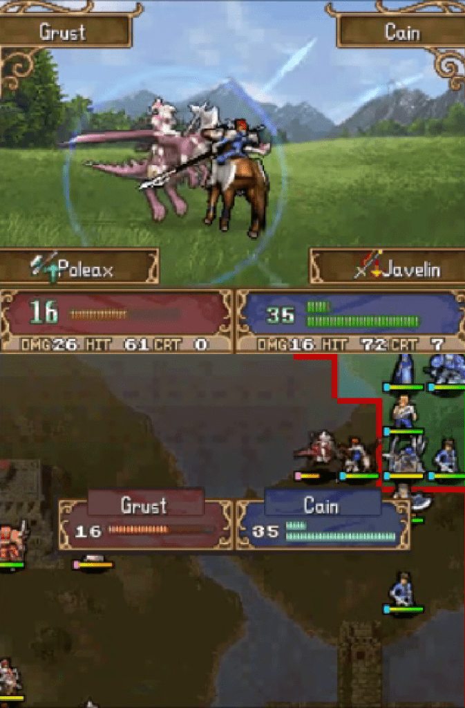 Cain vs Wyvern Rider in Shadow Dragon.