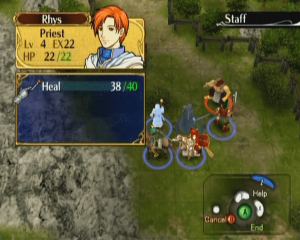 Rhys healing an ally in Path of Radiance.