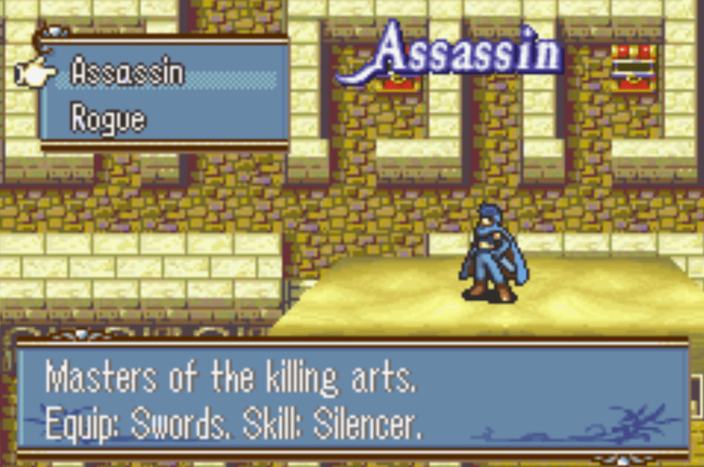 Assassin is a promotion for Colm in The Sacred Stones.